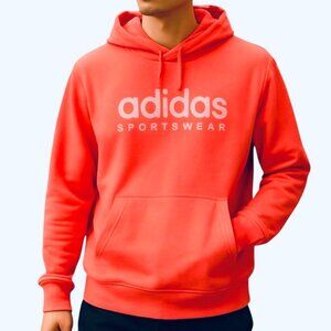 Adidas Sportwear Mens Pullover Fleece Bright Red Hoodie Sweatshirt Size Large NW